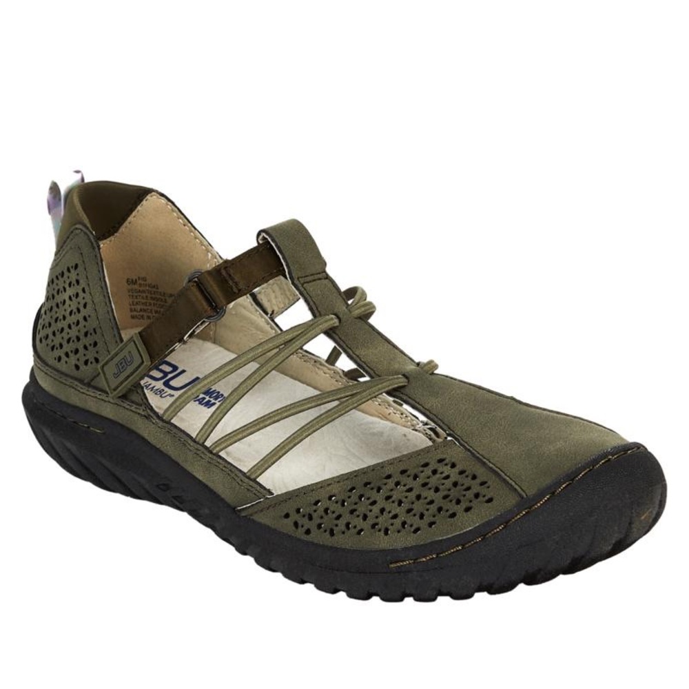 JBU sz 10 fig green casual perforated slip on shoe comfy cute memory foam